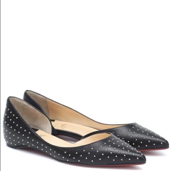 CHRISTIAN LOUBOUTIN | Iriza Plume Studded Leather Flats In Cuoio - Picture 2 of 12